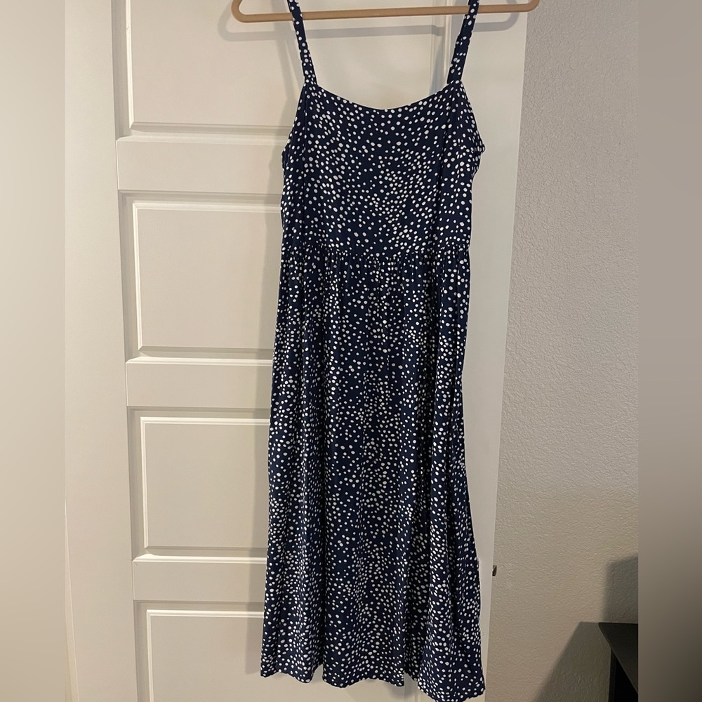 GAP Navy midi dress with abstract dots - EUC